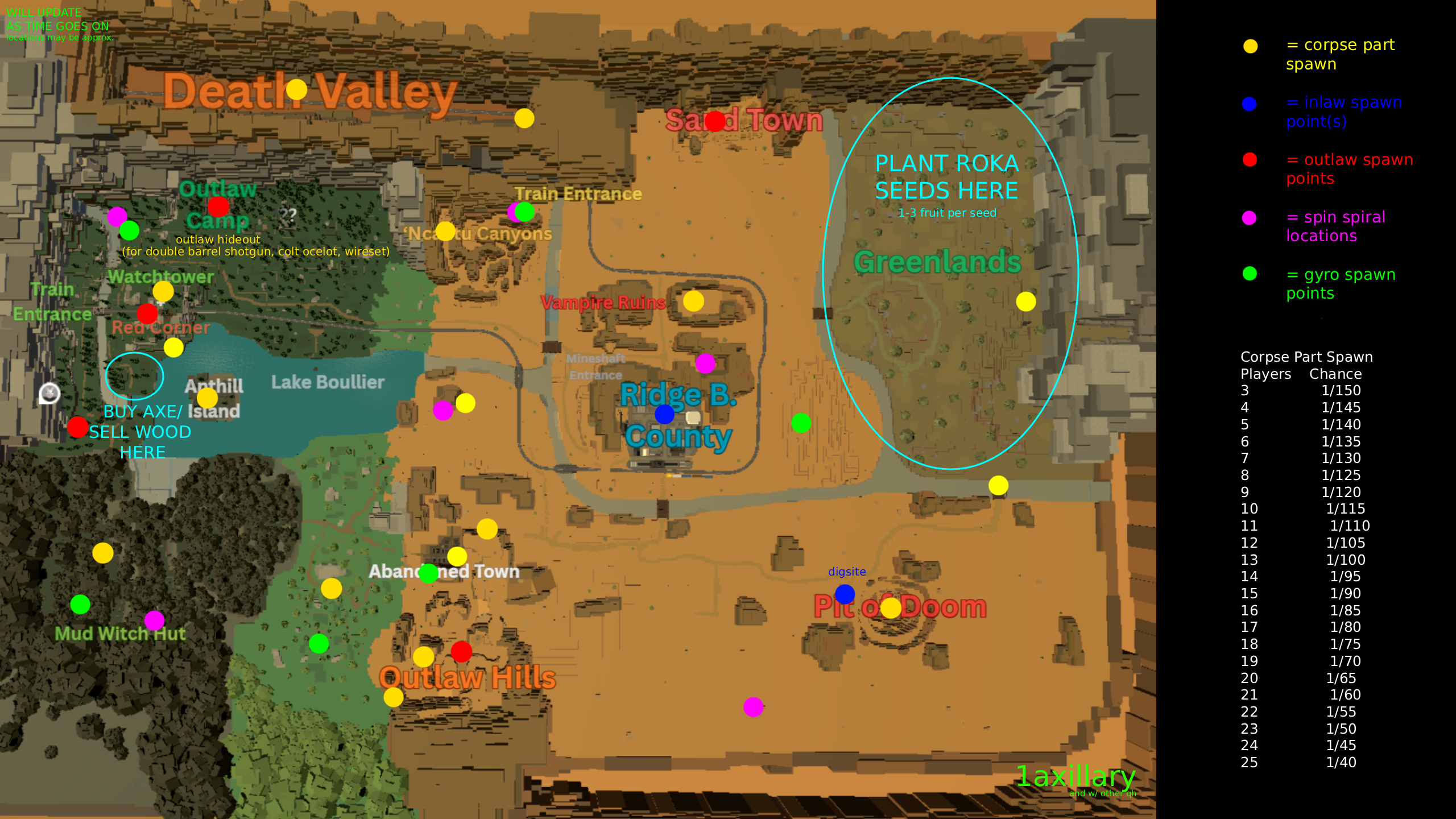 Bridger Western Complete World Map showing all locations, NPCs, and points of interest in Ridge B Valley
